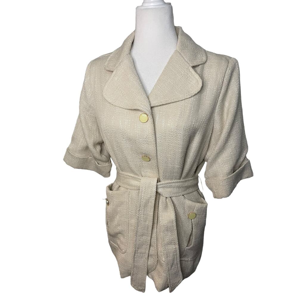 NWT Anthropologie Bishop + Young belted Ivory tweed jacket - Medium